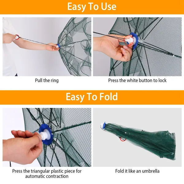 2Pcs Foldable Fishing Bait Nets Trap Crab Net Shrimp Fish Cast Dip Cage