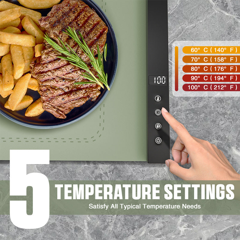 Silicone Food Warmer Tray With Timer And Child Lock Five-Level Temperature Adjustment Heat-Retaining Pad Silicone Insulated Food Tray